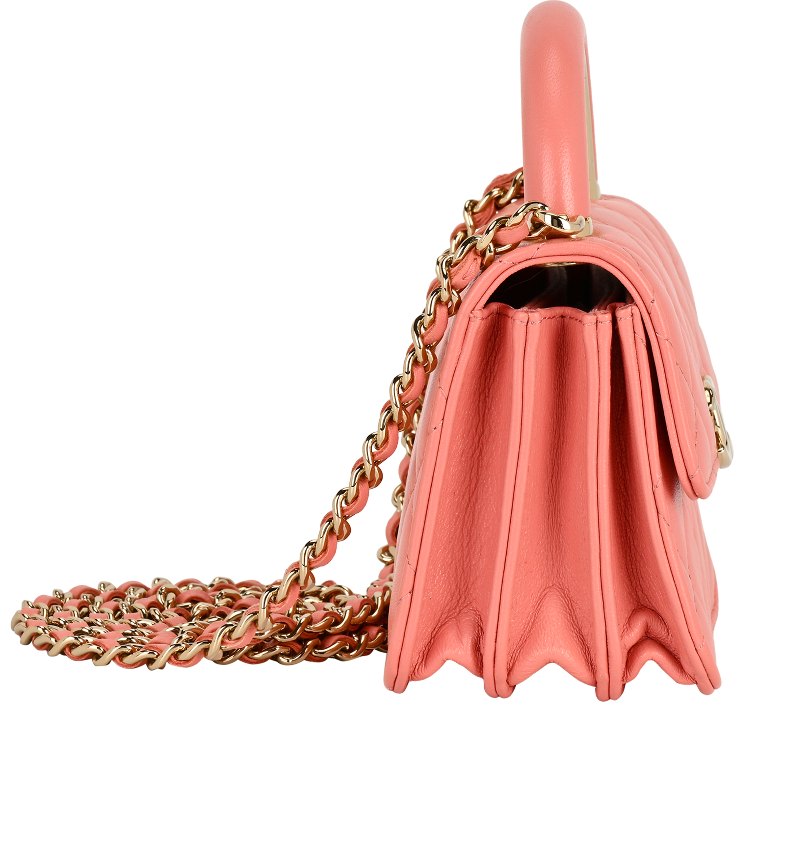 Charming Top Handle Mini Bag, &pound;1,800, Handbags, Pink, Lambskin Leather, Side view